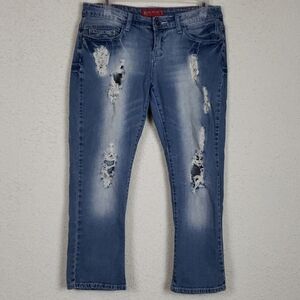 Red rivet distressed cropped Jean's size 7